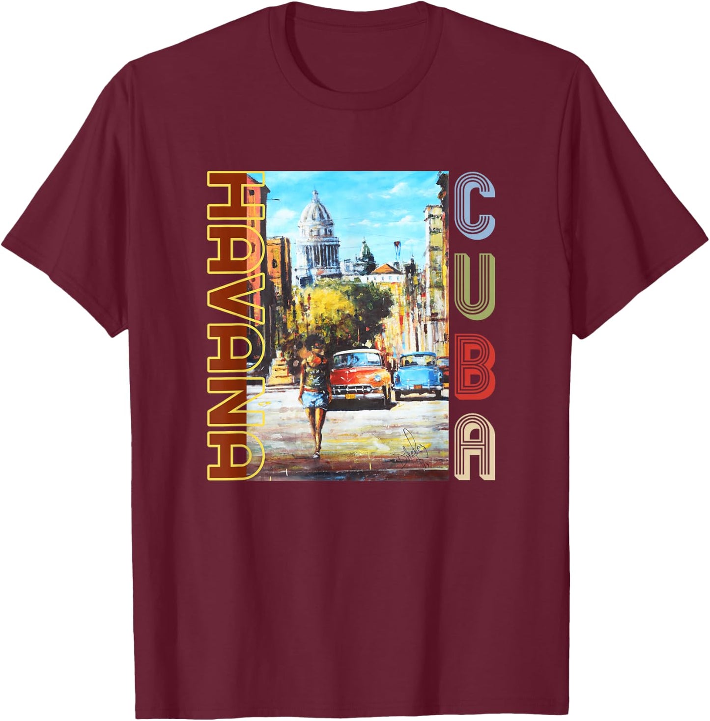 Havana Cuba Fine Art - National Capital T-Shirt - T-Shirt | Maroon