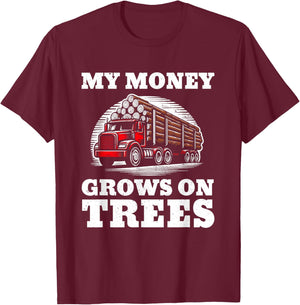 Log Truck Driver Timber Lorry Funny Logging Truck T-Shirt - T-Shirt | Maroon