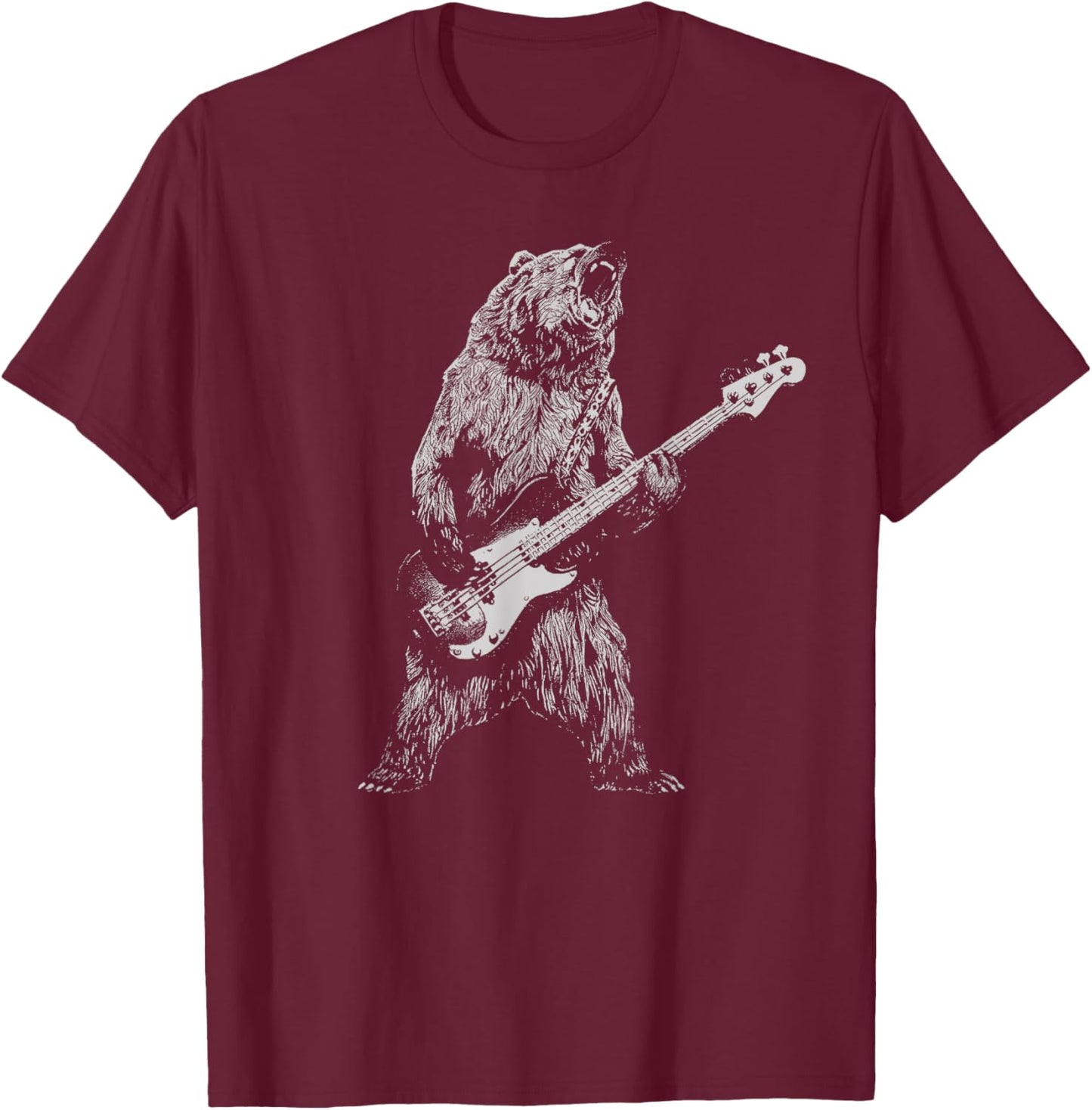Bear plays guitar bass T-Shirt - T-Shirt | Maroon
