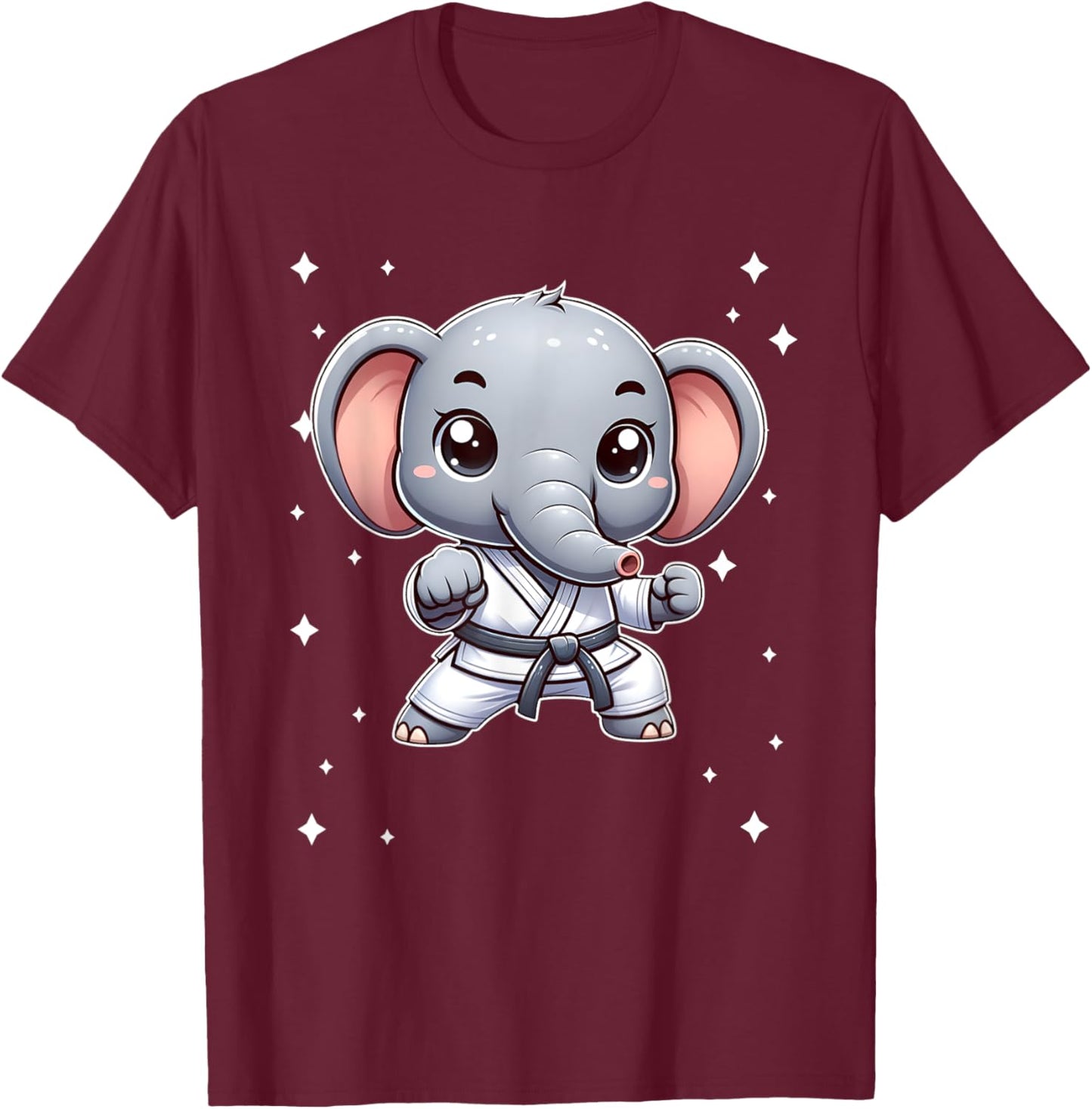 Cute kawaii karate elephant Martial Arts T-Shirt - T-Shirt | Maroon