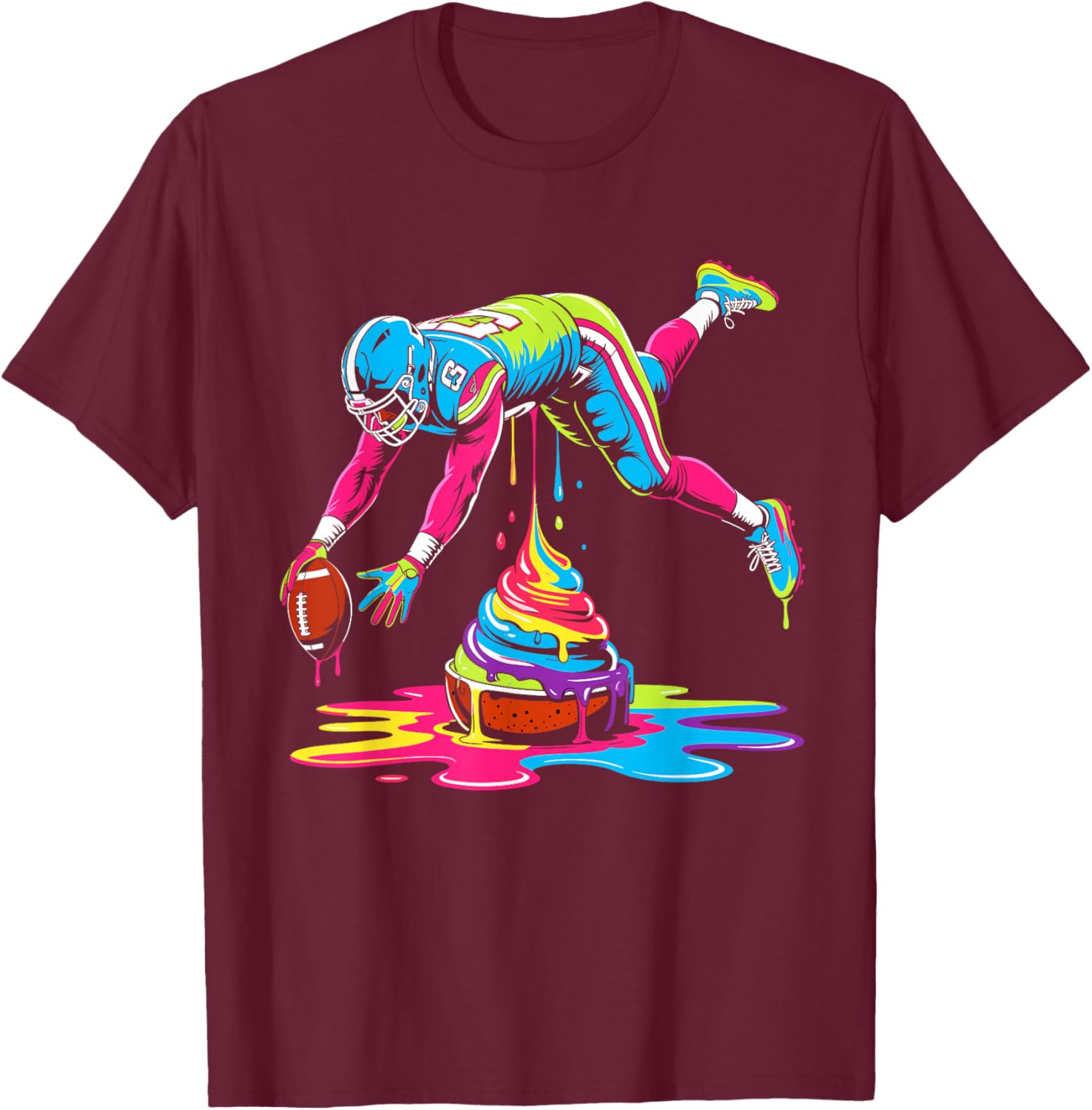 Ice cream Drip Football Sprinkles football drip T-Shirt - T-Shirt | Maroon