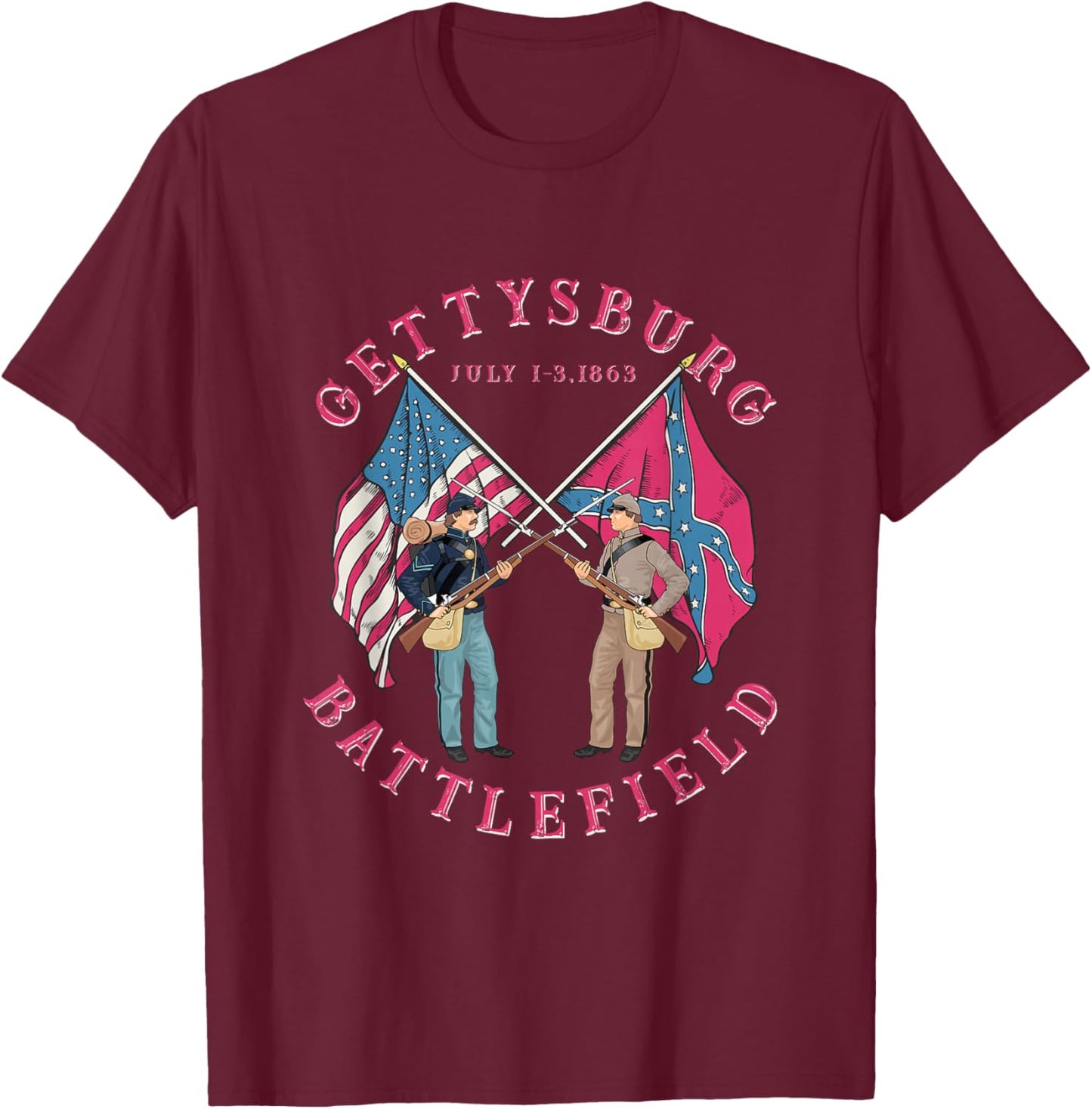 Vintage Gettysburg Battlefield American History T-Shirt - T-Shirt | Maroon