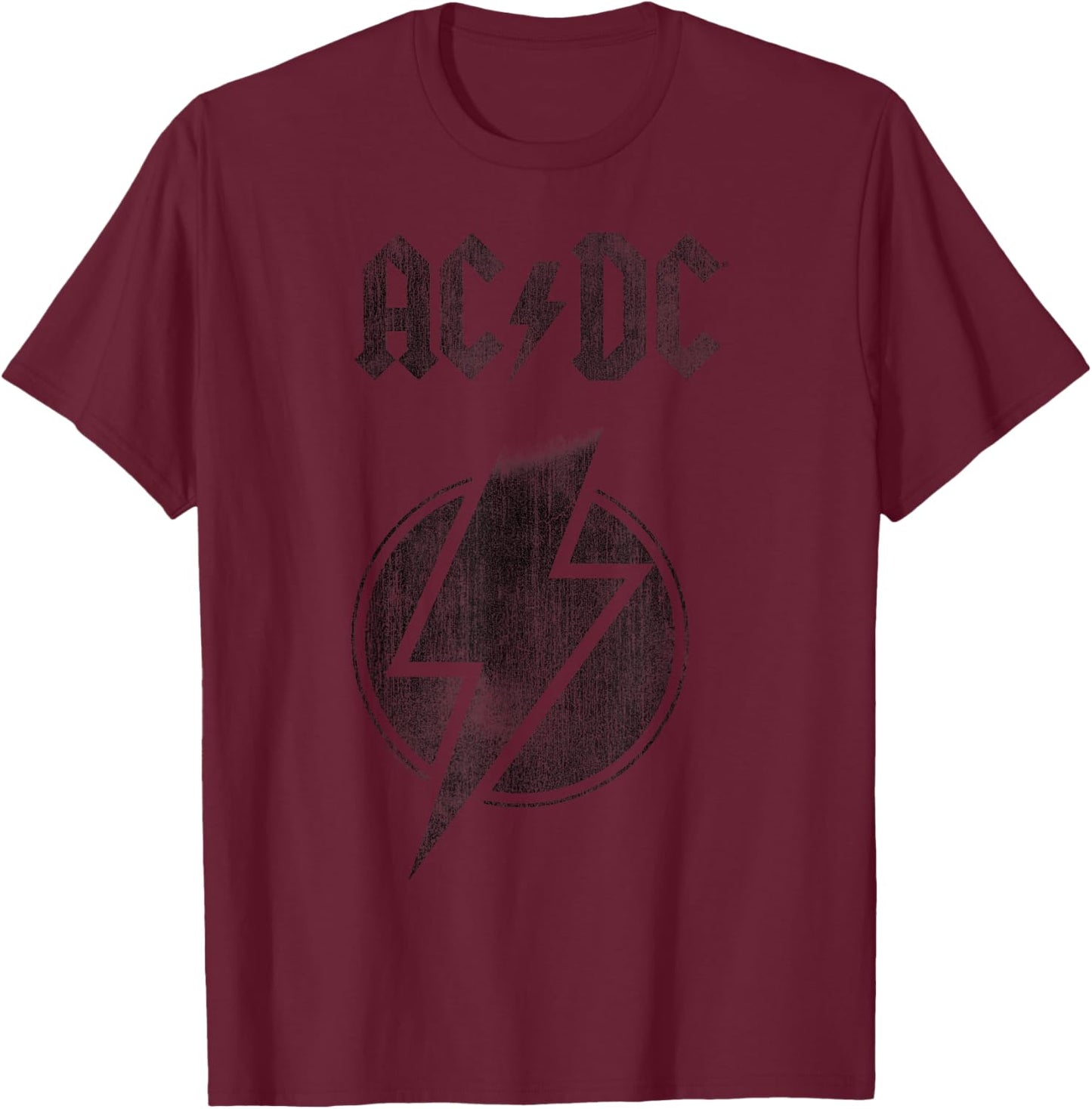 Official AC/DC Lightning Bolt Logo Vintange Rock Band T-Shirt - T-Shirt | Maroon