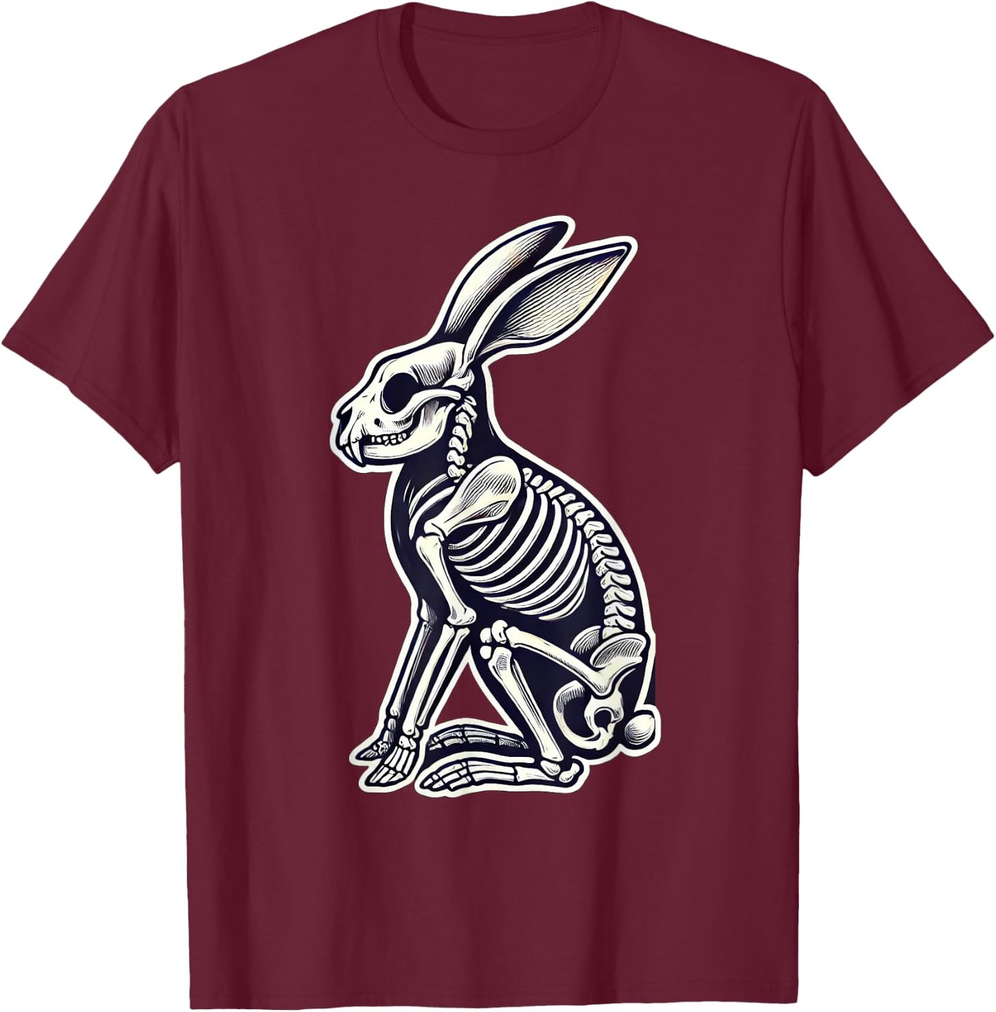 Rabbit Bunny Skeleton Halloween T-Shirt - T-Shirt | Maroon
