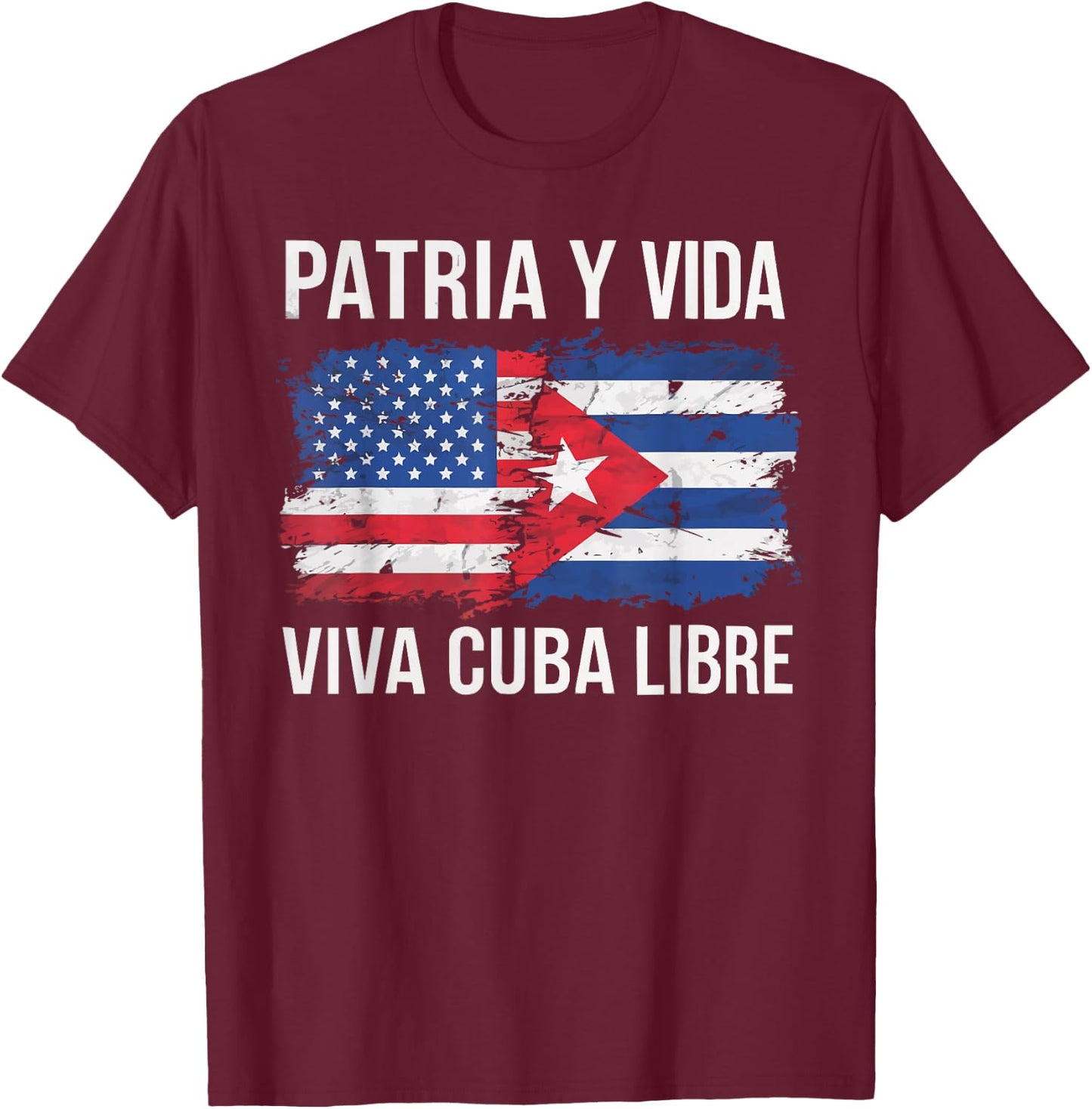 Half Cuban Half American Country USA Flag Cuba America T-Shirt - T-Shirt | Maroon