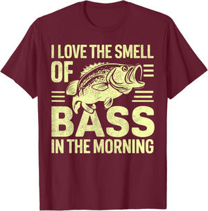 I love the Smell of Bass in the Morning Bass Fishing T-Shirt - T-Shirt | Maroon