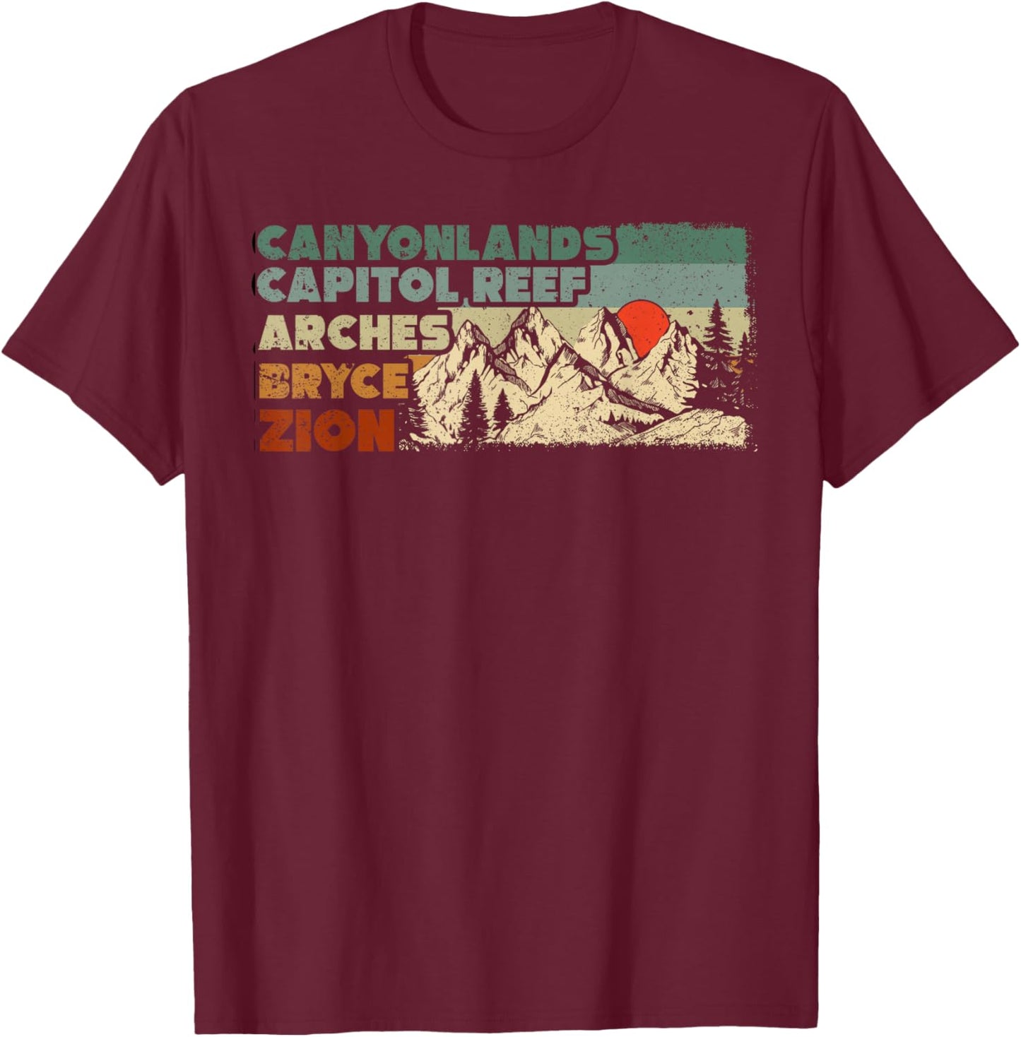 Vintage Utah Souvenir Big 5 Utah Mighty Five National Park T-Shirt - T-Shirt | Maroon