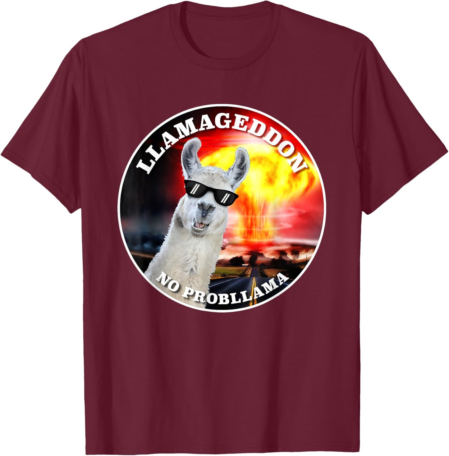Llamageddon, no probllama cute funny graphic T-Shirt - T-Shirt | Maroon