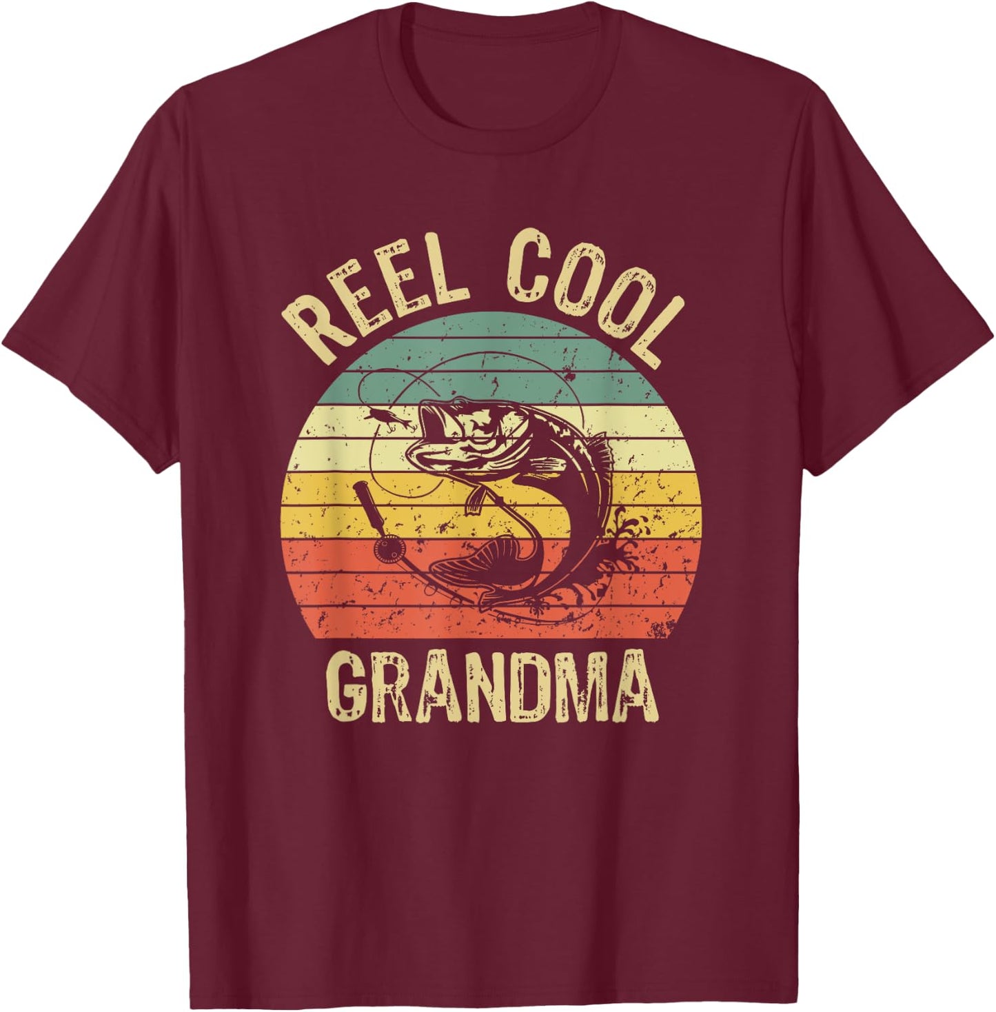 Reel Cool Grandma Fishing Gifts Women Fishing Lovers Retro T-Shirt - T-Shirt | Maroon