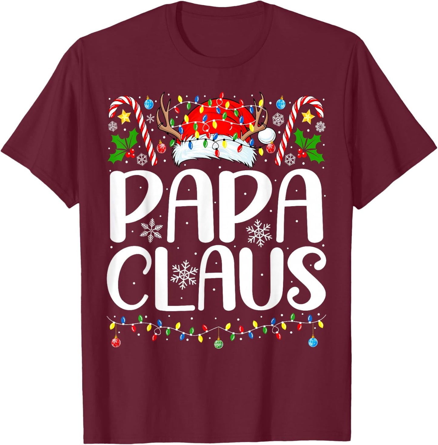 Papa Claus Christmas Dad Xmas Matching Family Christmas T-Shirt - T-Shirt | Maroon