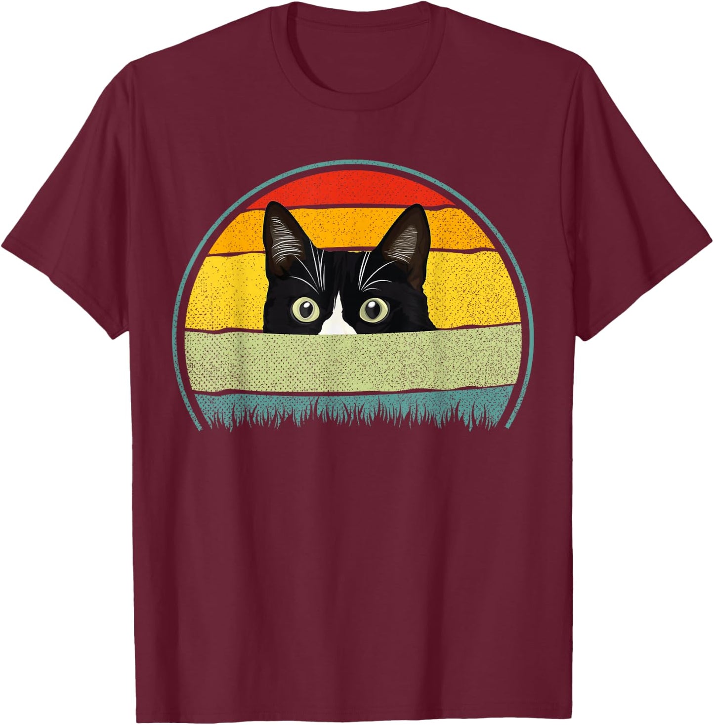 Tuxedo cat vintage retro cats loves T-Shirt - T-Shirt | Maroon