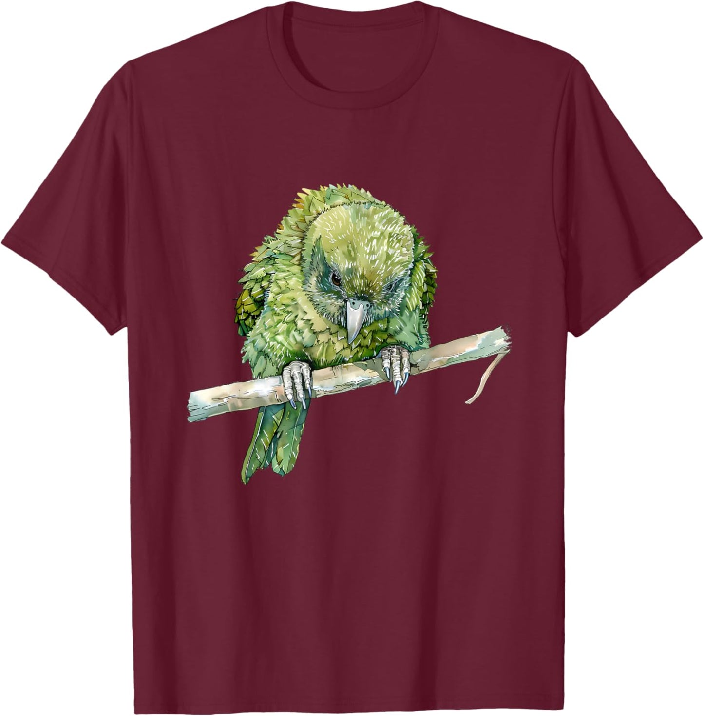 Kakapo Parrot Animal Print Drawing Wildlife Kakapo Lover T-Shirt - T-Shirt | Maroon