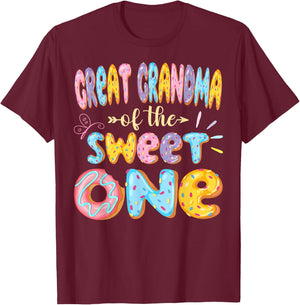 Great Grandma Of The Sweet One 1St Birthday Girl Donut T-Shirt - T-Shirt | Maroon