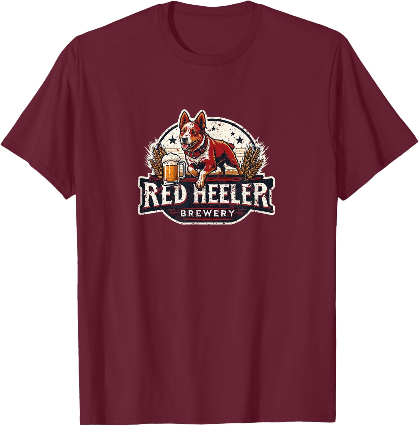 Red Heeler Brewery distressed Vintage Style Cattle Dog Women T-Shirt - T-Shirt | Maroon