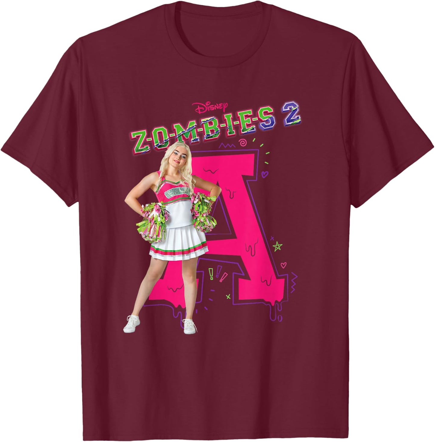 Disney Channel Zombies 2 Addison Cheer A T-Shirt - T-Shirt | Maroon