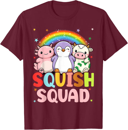 Squish Squad Mallow Lover Cute Birthday T-Shirt - T-Shirt | Maroon