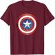 Marvel Comics Classic Distressed Captain America Shield T-Shirt - T-Shirt | Maroon