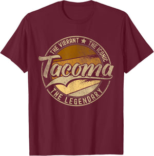 Tacoma WA | Washington | Vintage Distressed T-Shirt - T-Shirt | Maroon