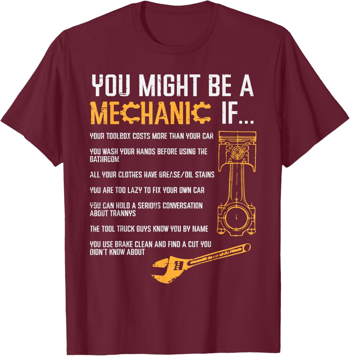 You Might Be A Mechanic If Funny Car Auto Engine Garage Men T-Shirt - T-Shirt | Maroon
