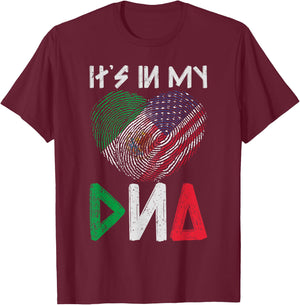 Its In My DNA USA Mexico T-Shirt - T-Shirt | Maroon