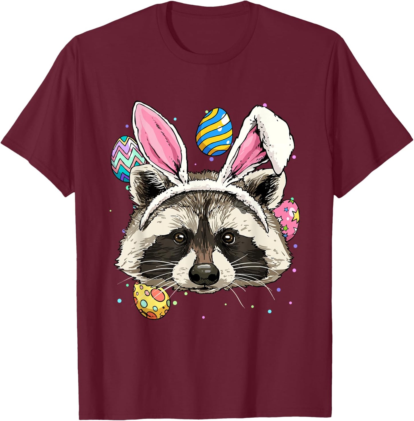 Easter Bunny Raccoon Lover Funny Easter Raccoon T-Shirt - T-Shirt | Maroon