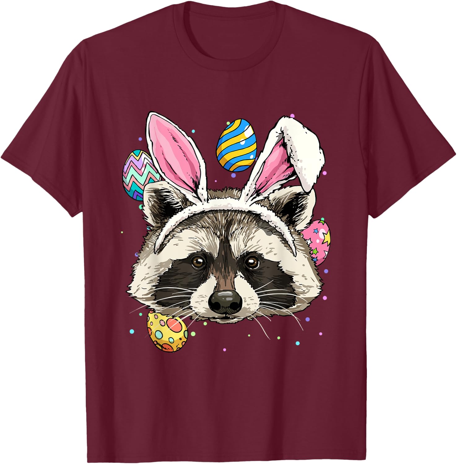 Easter Bunny Raccoon Lover Funny Easter Raccoon T-Shirt - T-Shirt | Maroon