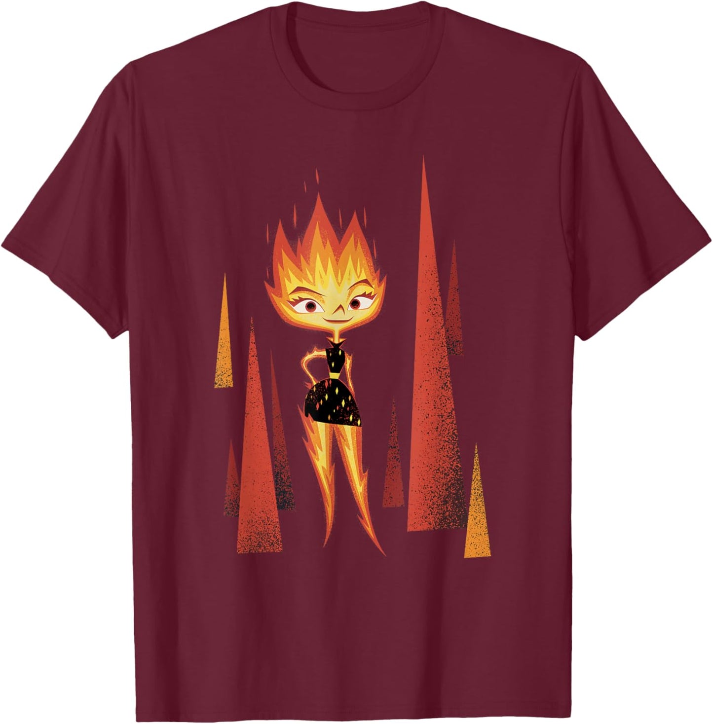 Disney Pixar Elemental Minimalistic Fire Ember Portrait T-Shirt - T-Shirt | Maroon