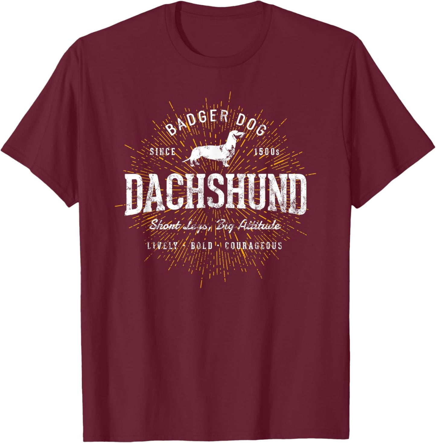 Vintage Dachshund Retro T-Shirt - T-Shirt | Maroon
