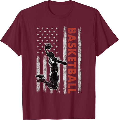 Basketball Lovers Vintage American Flag 4th Of July Gift Women Girls Kids Men