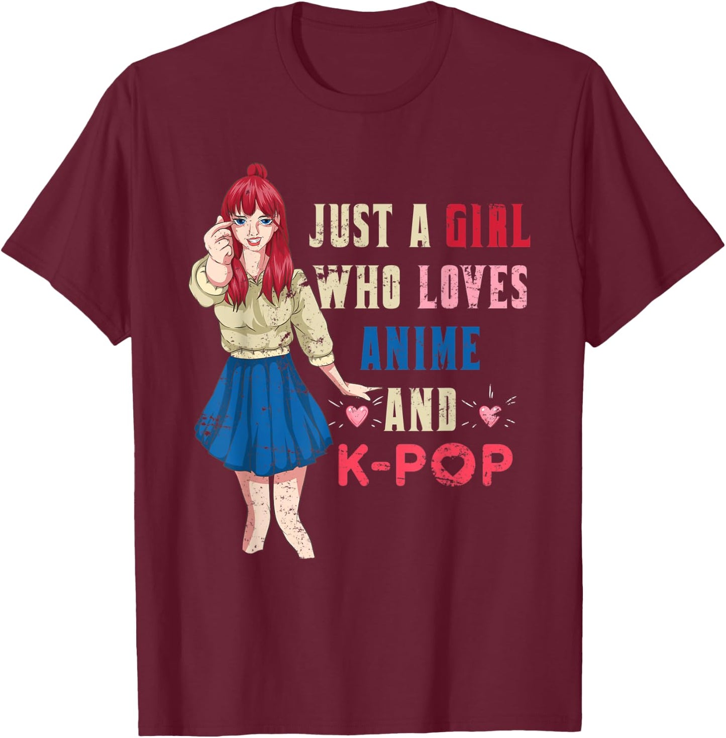 Kpop Korean Culture Otaku Girls Women Manga Kawaii Anime T-Shirt - T-Shirt | Maroon