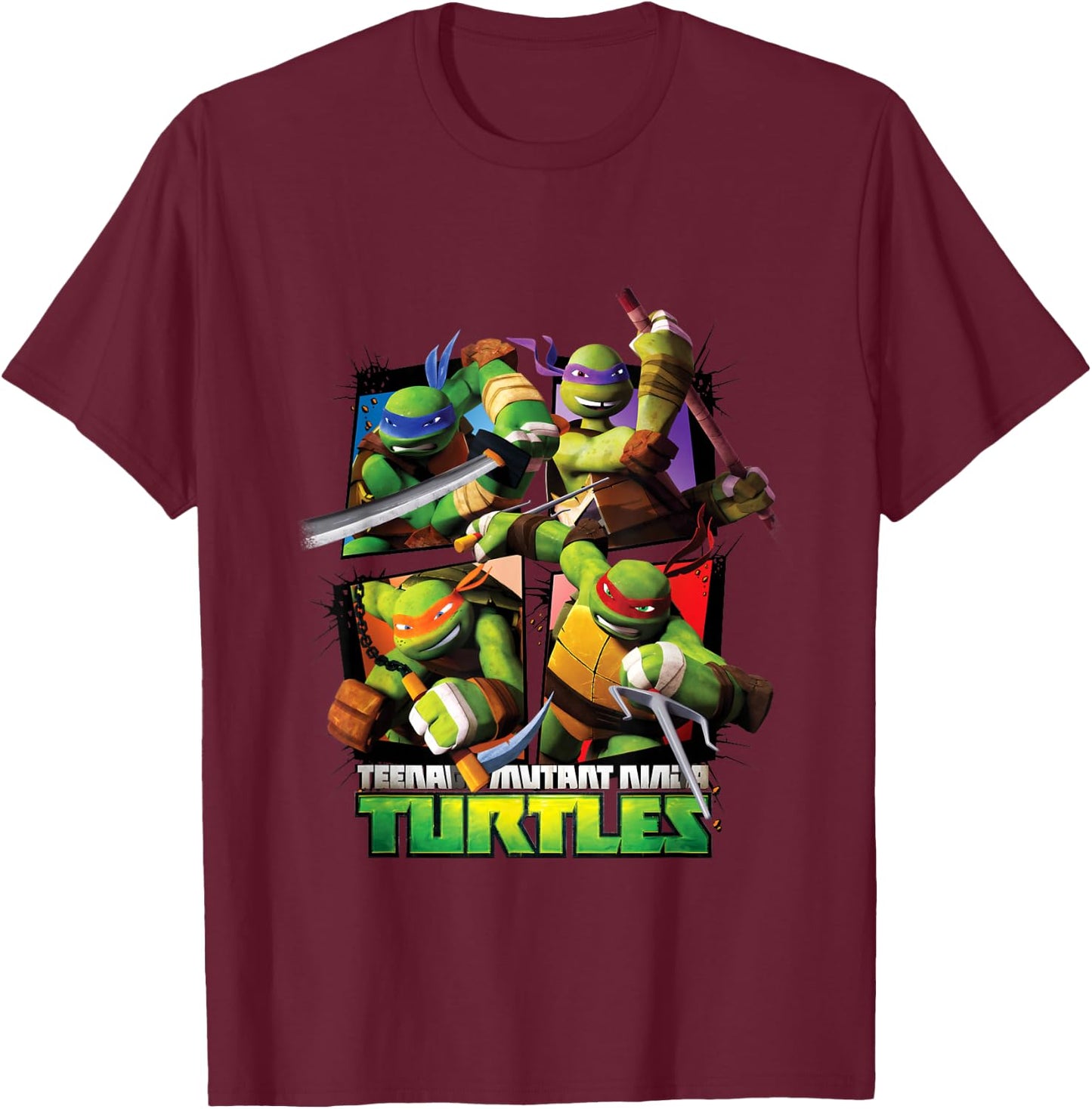 TMNT Ninja Turtle TV Series T-Shirt - T-Shirt | Maroon