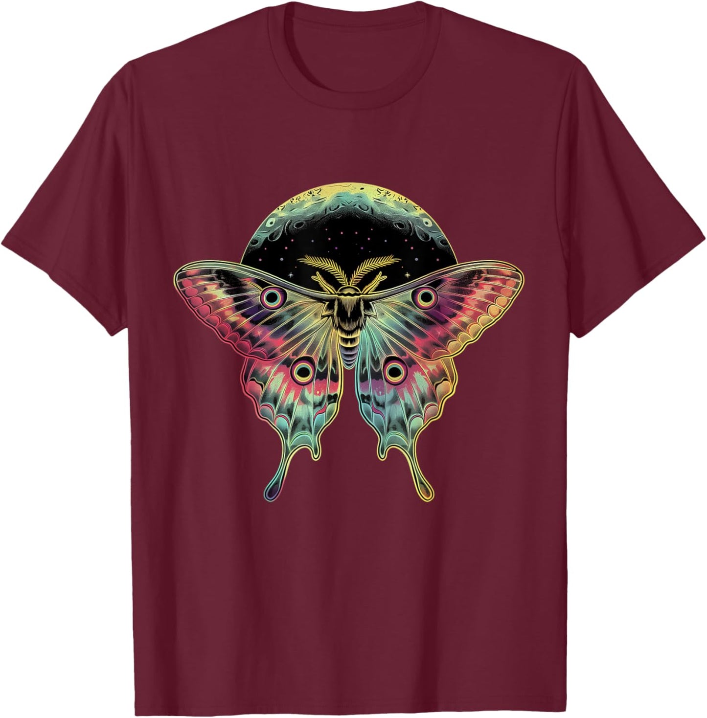Moon Butterfly Occult Goth Art Gothic Vintage T-Shirt - T-Shirt | Maroon