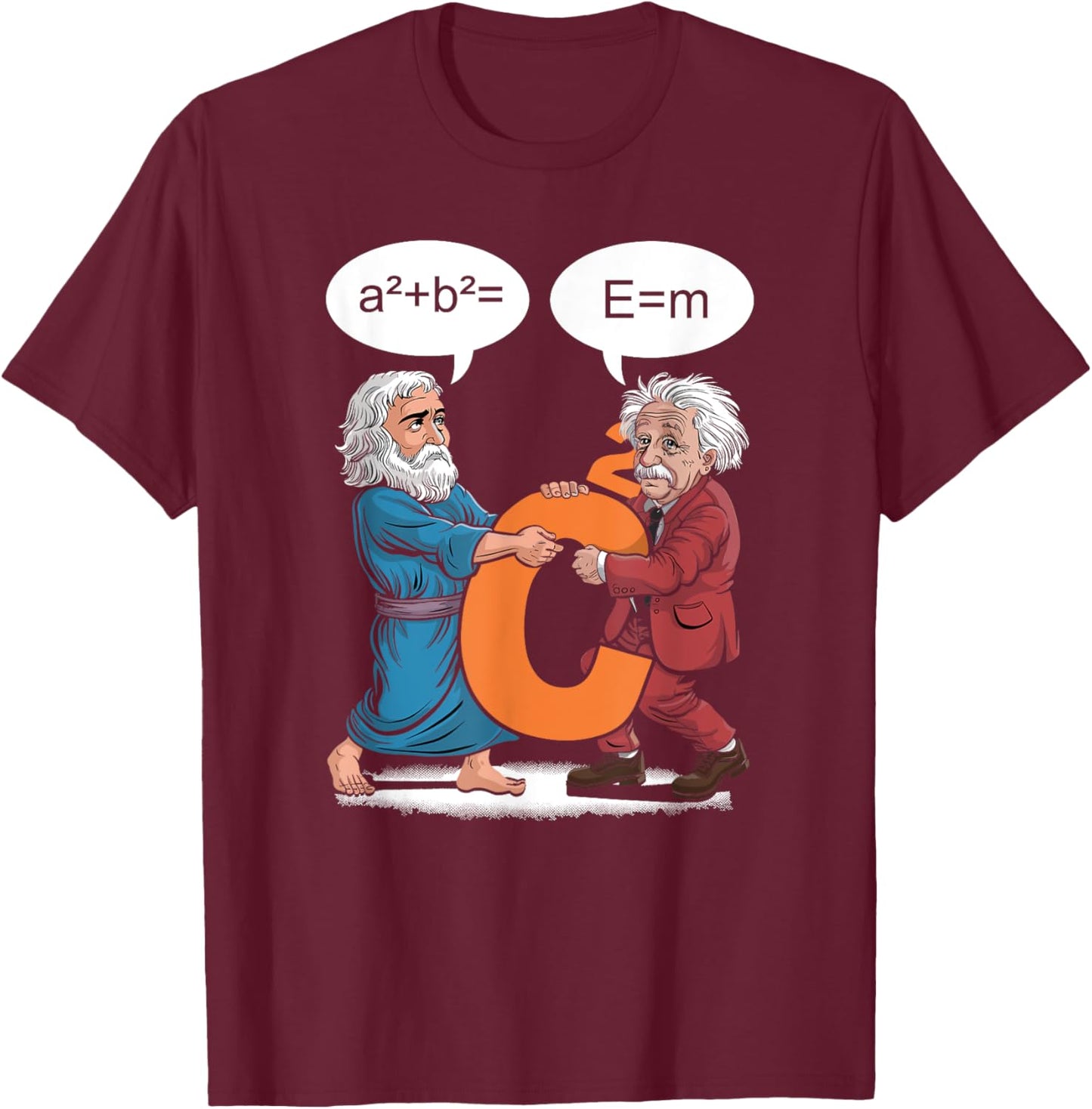 Funny Geek Outfit Nerd Costume Pythagoras vs Einstein T-Shirt - T-Shirt | Maroon