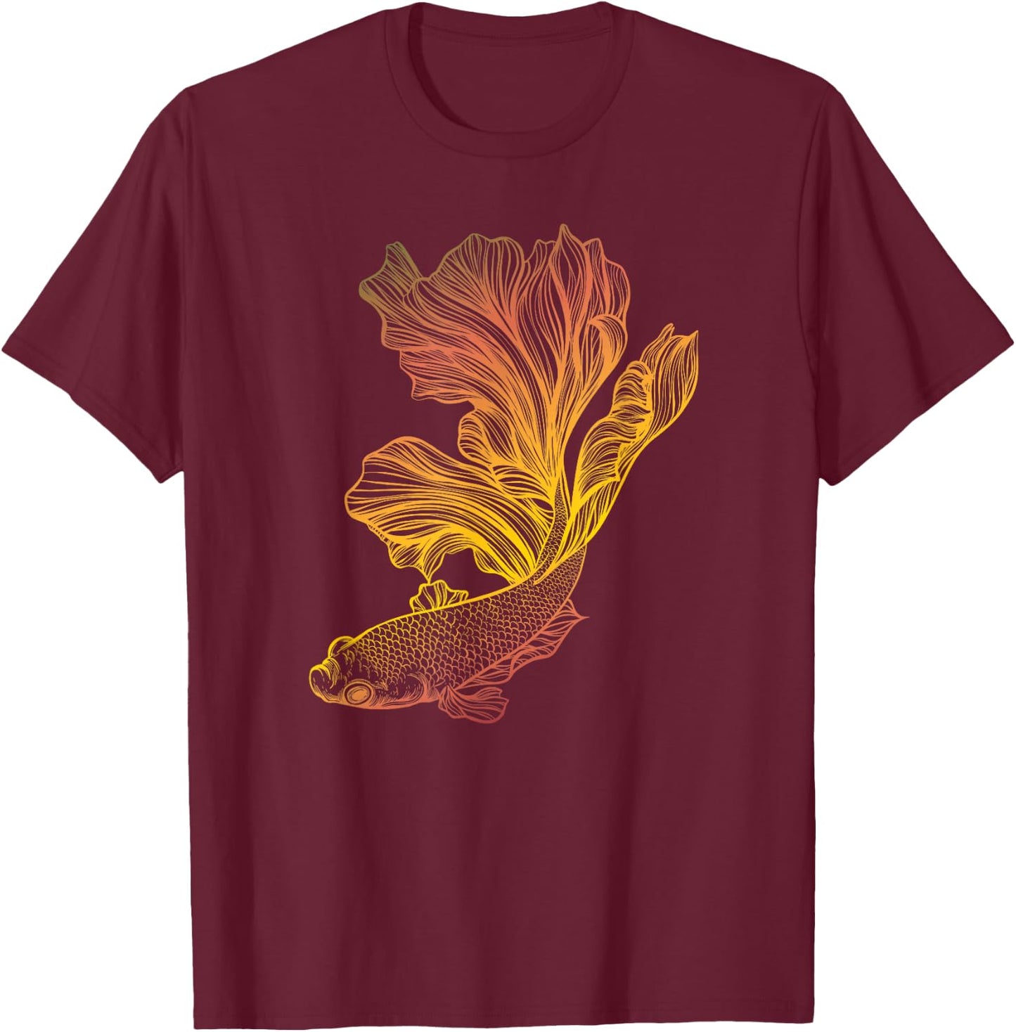 beautiful betta fish fighting siamese halfmoon Gift T-Shirt - T-Shirt | Maroon