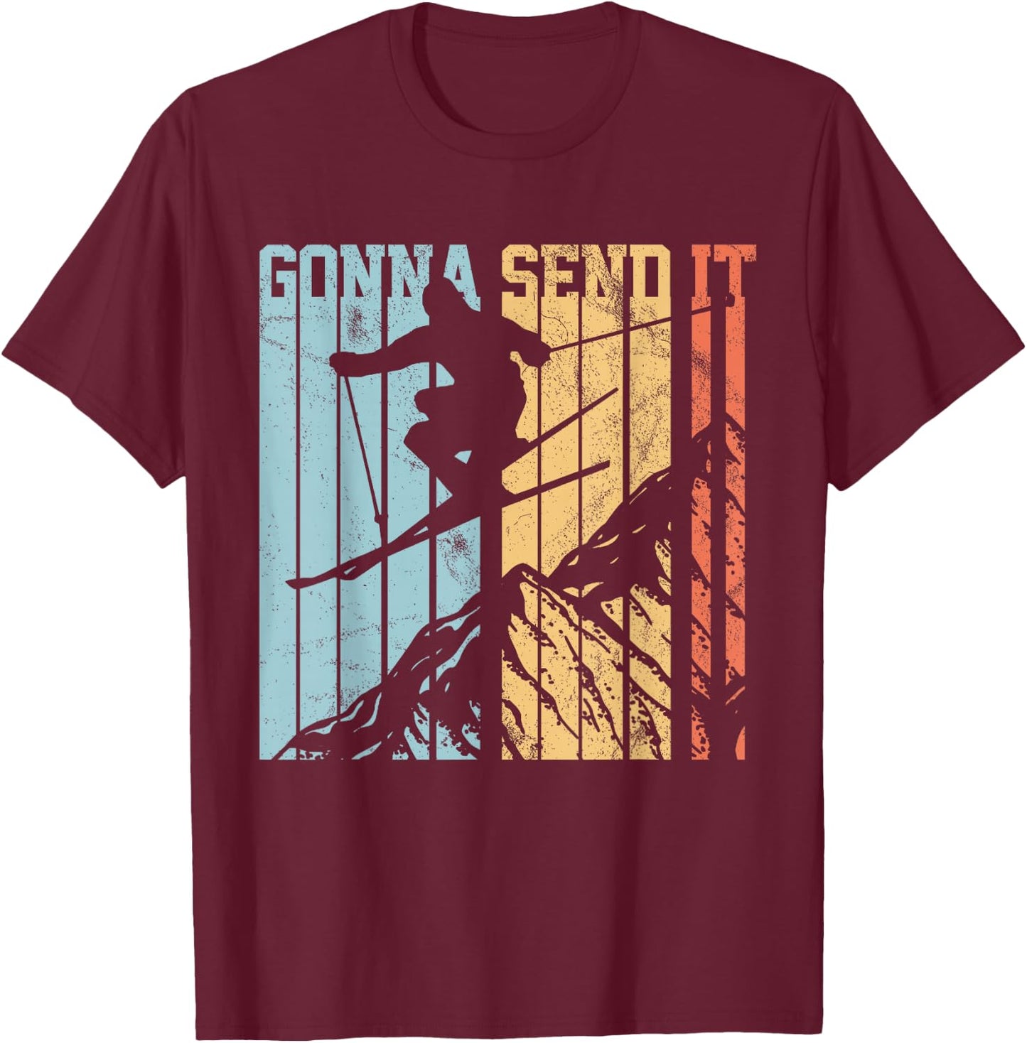 Ski Gonna Send It Vintage Freestyle Skiing Gift T-Shirt - T-Shirt | Maroon