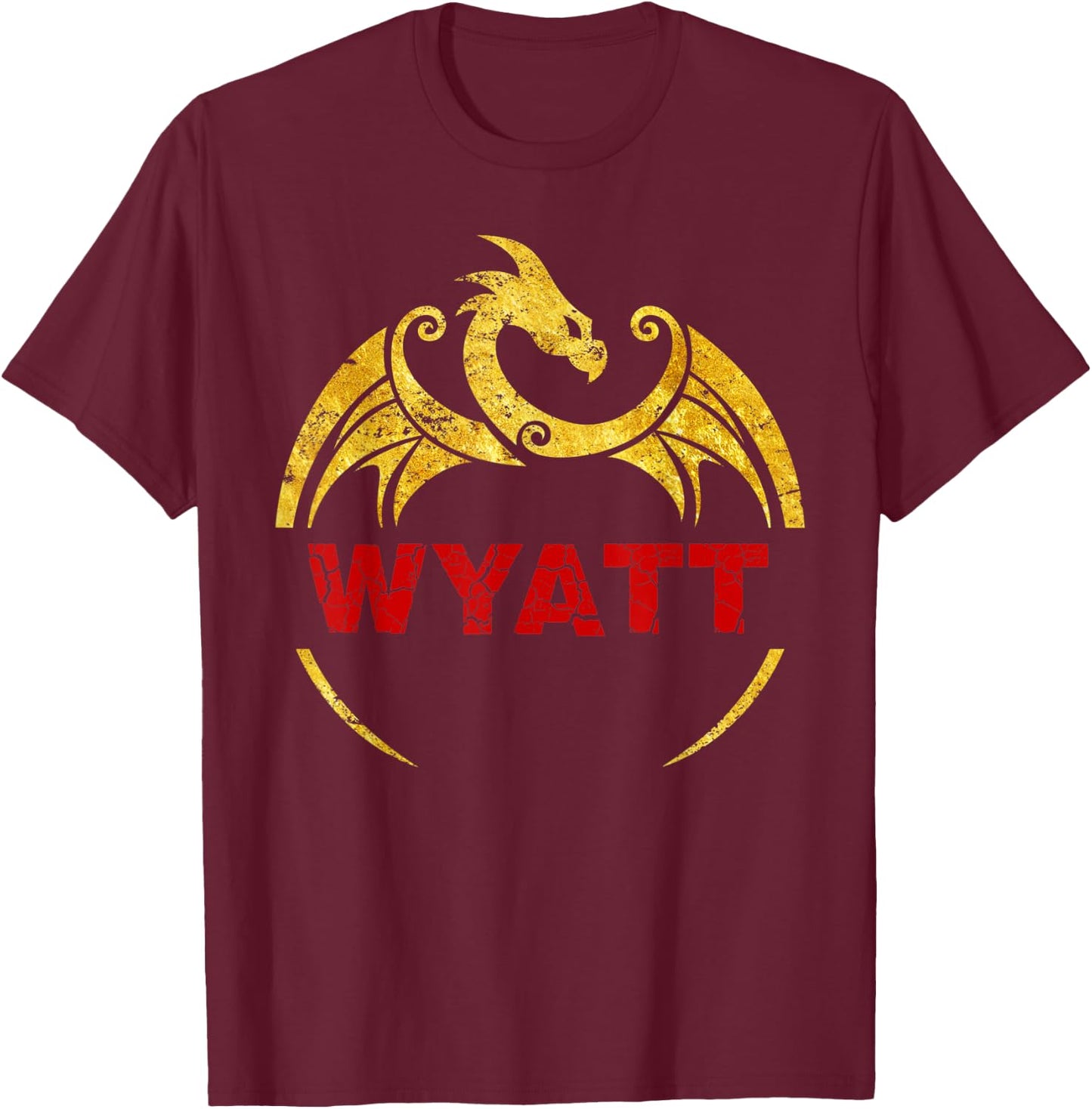 Wyatt Name Shirt Dragon Personalized Birthday Gift T-Shirt - T-Shirt | Maroon