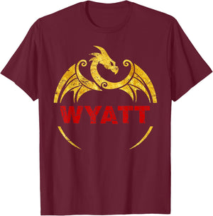 Wyatt Name Shirt Dragon Personalized Birthday Gift T-Shirt - T-Shirt | Maroon