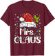 Mr and Mrs Claus Couples Matching Christmas Pajamas Santa T-Shirt - T-Shirt | Maroon
