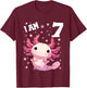 Kinder 7 Jahre alt Axolotl 7. Geburtstag T-Shirt - T-Shirt | Maroon
