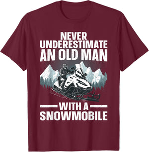 Snowmobile Art Grandpa Snowmobiling Snowmobile Lover T-Shirt - T-Shirt | Maroon