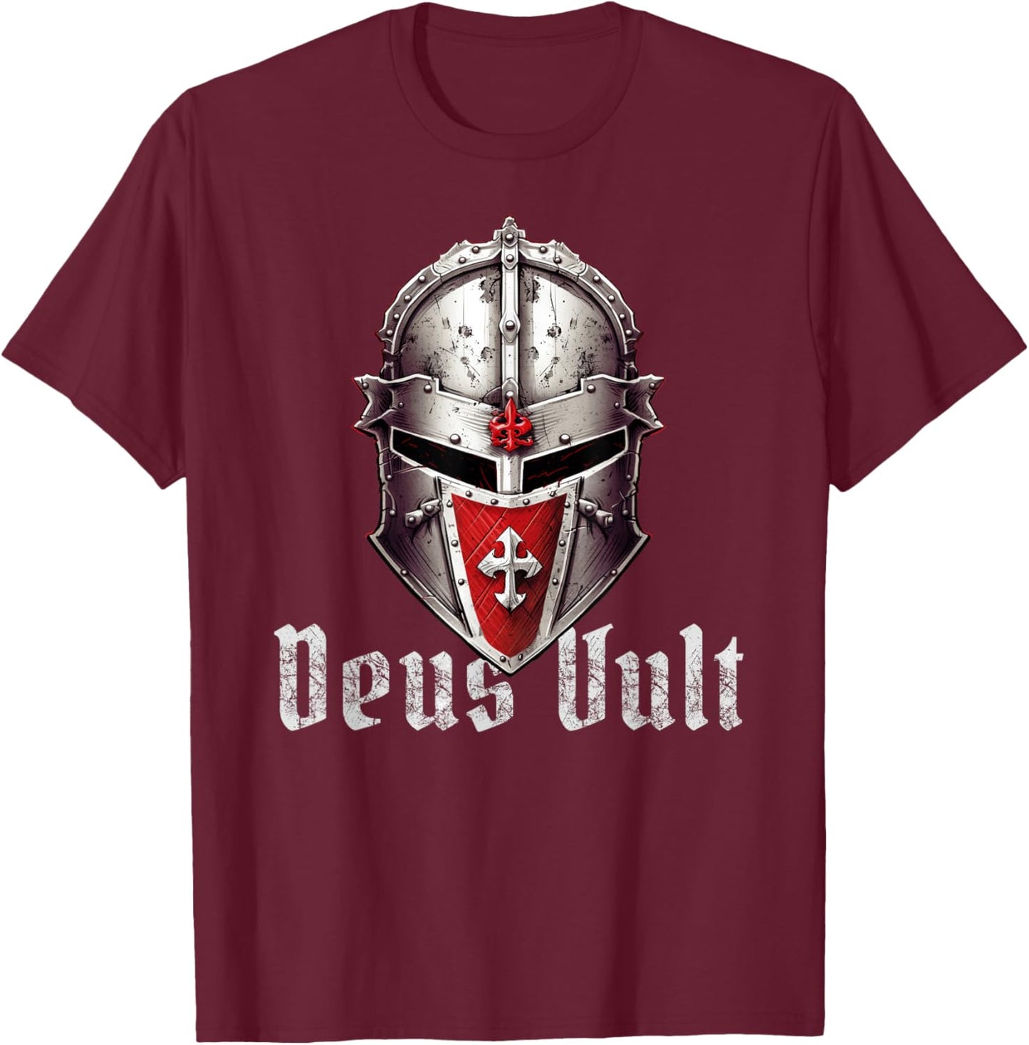 Deus Vult Templar Knight Templar Knight Crusader T-Shirt - T-Shirt | Maroon