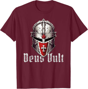 Deus Vult Templar Knight Templar Knight Crusader T-Shirt - T-Shirt | Maroon