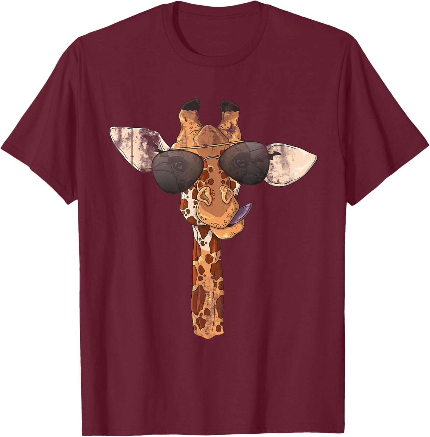 Sunglasses Giraffe T-Shirt - T-Shirt | Maroon