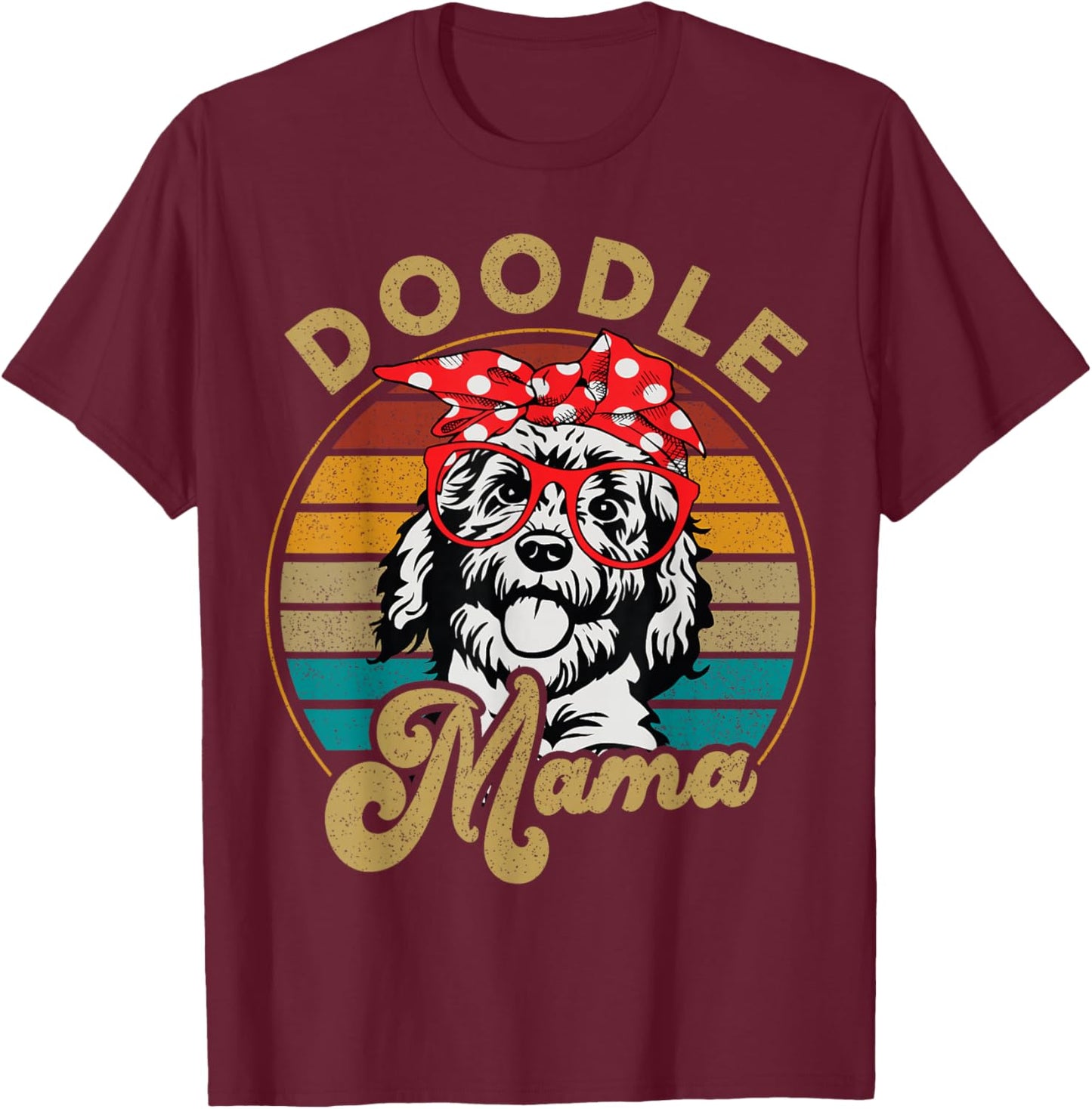 Dog Goldendoodle-Shirt Mom Doodle Mama Funny Vintage T-Shirt - T-Shirt | Maroon