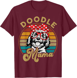 Dog Goldendoodle-Shirt Mom Doodle Mama Funny Vintage T-Shirt - T-Shirt | Maroon