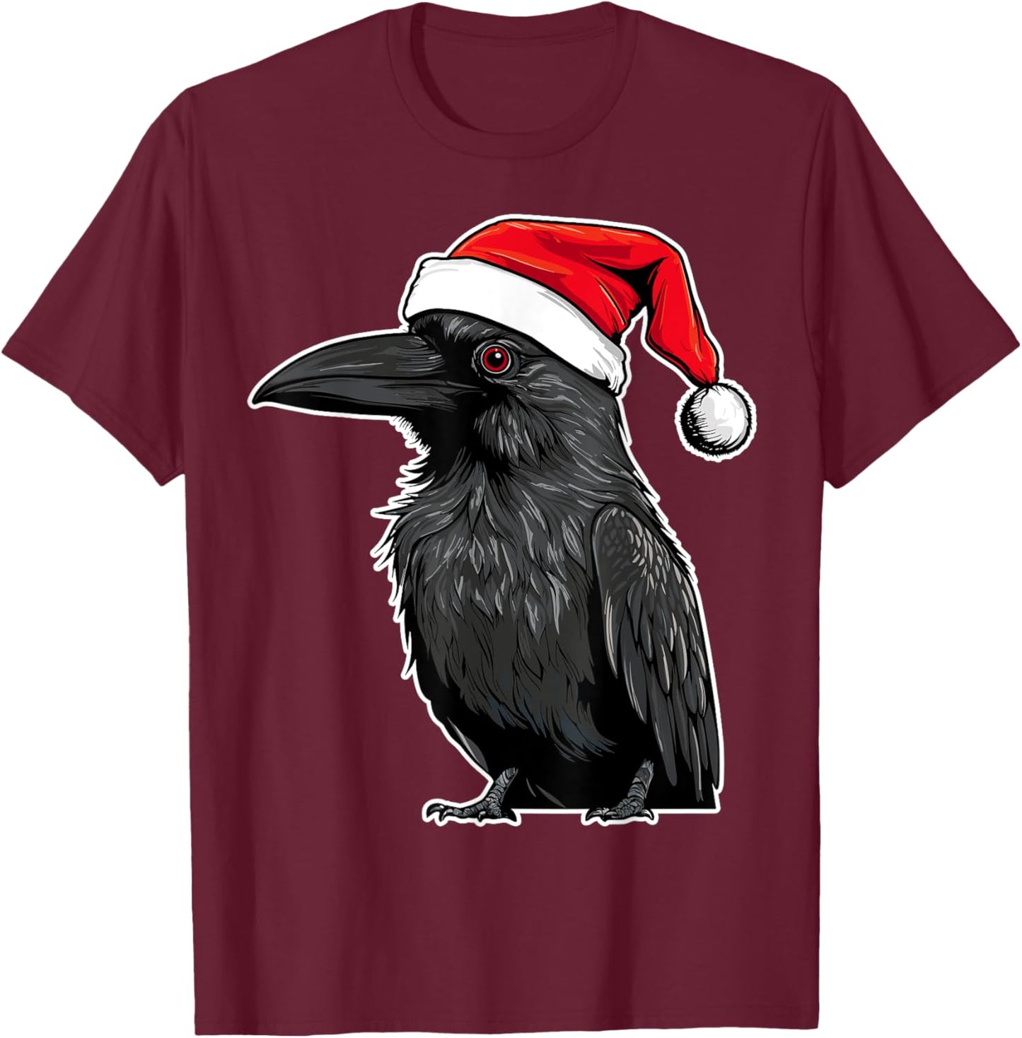 Crow Wearing Santa Hat Xmas Crow Birds Lover Christmas T-Shirt - T-Shirt | Maroon