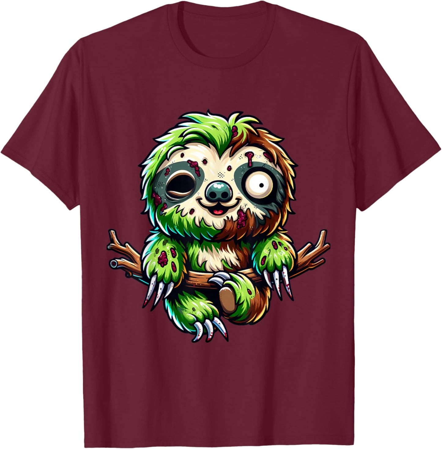 Sloth Zombie Halloween Animal Men Boys Women Girls T-Shirt - T-Shirt | Maroon