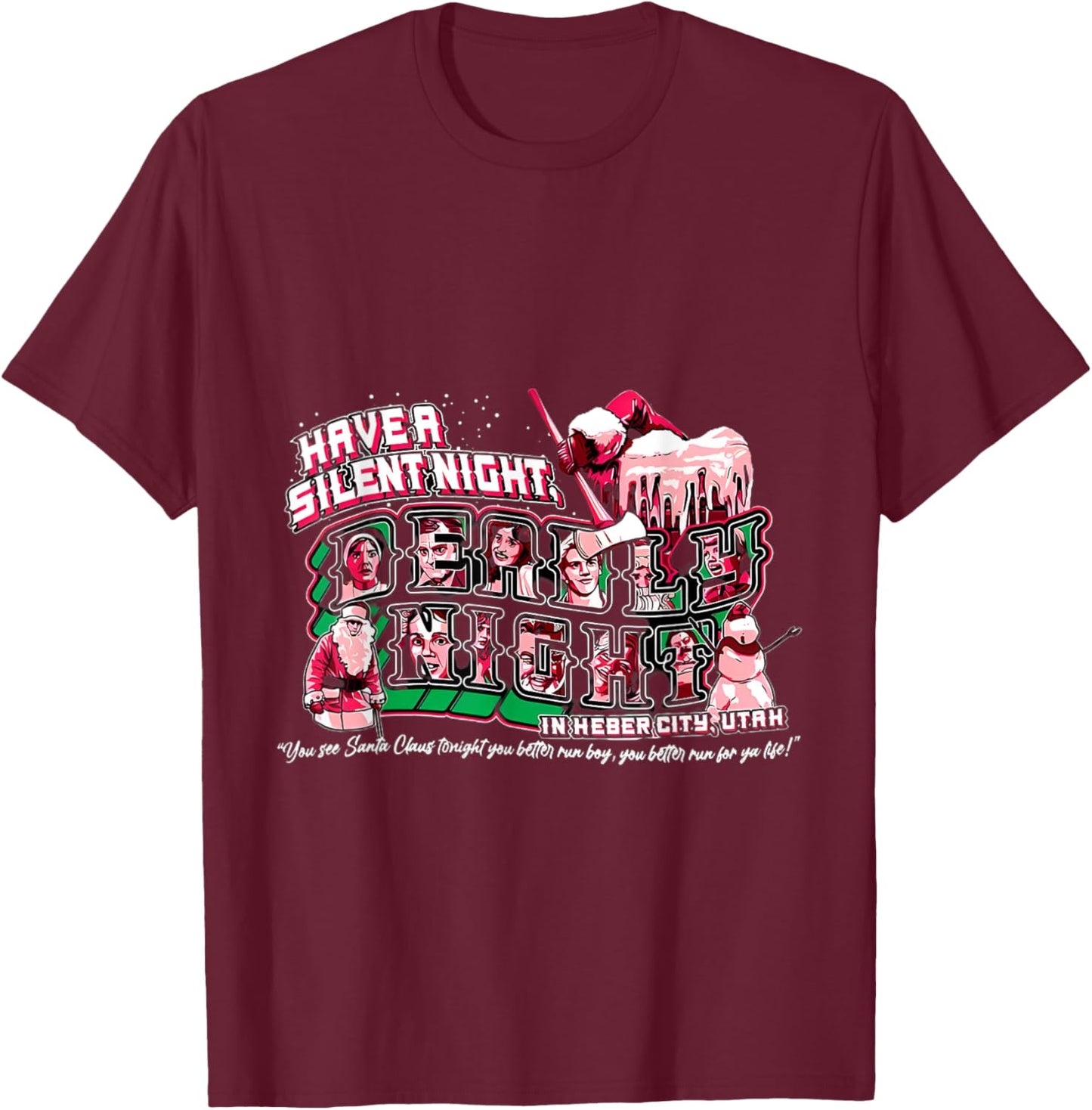 Vintage Silent Night Deadly Night T-Shirt - T-Shirt | Maroon