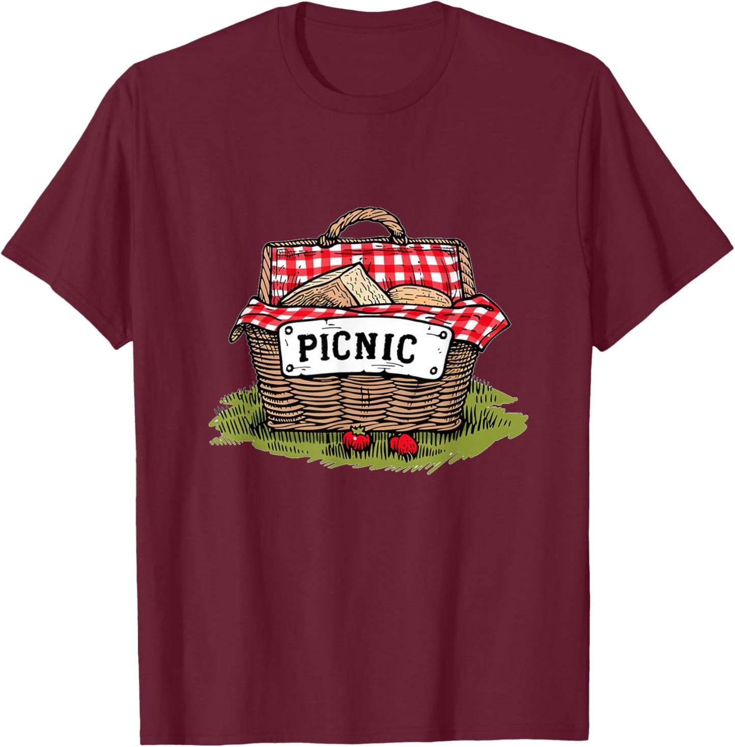 Picnic Basket for Spring and Summer T-Shirt - T-Shirt | Maroon
