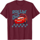 Disney Pixar Cars Rollin' with Dad Lightning McQueen Retro T-Shirt - T-Shirt | Maroon